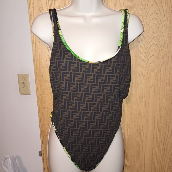 NEW Fendi Reversible Printed Stretch-chenille Swimsuit Dream Garden EU 46 US 10 - Picture 11 of 16